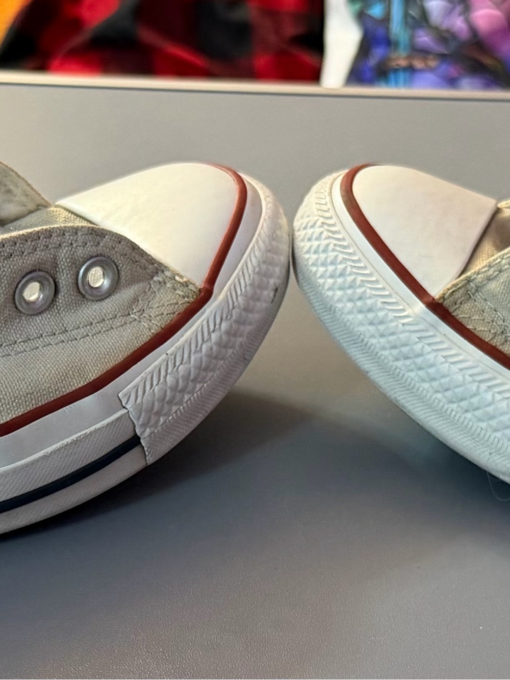 Converse Cream Canvas Low-Top Sneakers with Red Trim - Picture 3 of 5